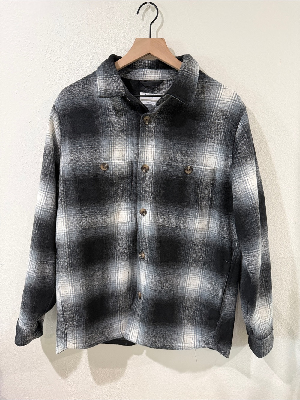 Women Black & Gray Plaid Button-Up Jacket
